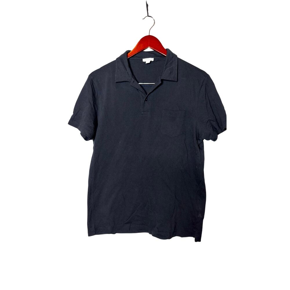 Sunspel Navy Blue Sea Island Cotton Riviera Polo Shirt sz M